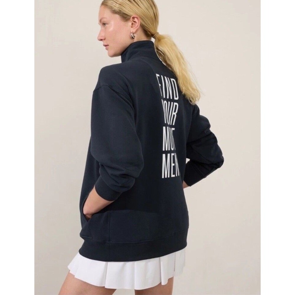 NWT Athleta Forever Fleece 1/4 Zip Sweatshirt Large - Picture 2 of 7